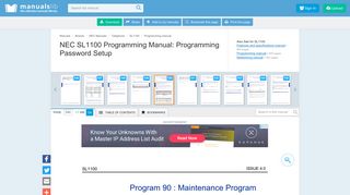 Programming Password Setup - Nec SL1100 Programming Manual ...