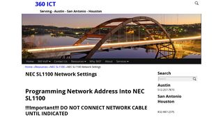 NEC SL1100 Network Settings – 360 ICT