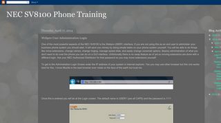 NEC SV8100 Phone Training: Webpro User Administration Login