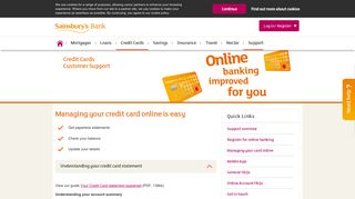 Online Banking - Credit Card Support | Sainsbury's Bank