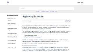 Registering for Nectar – Ethfinex