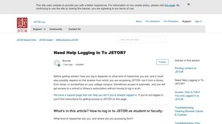 Need Help Logging in To JSTOR? – JSTOR Support Home