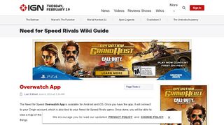 Overwatch App - Need for Speed Rivals Wiki Guide - IGN