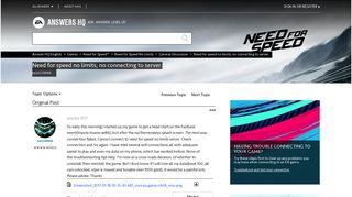Solved: Need for speed no limits, no connecting to server. - Answer HQ