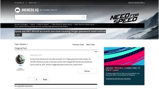 Some old NFS World accounts are now causing Origin password ...