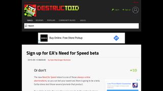 Sign up for EA's Need for Speed beta - Destructoid
