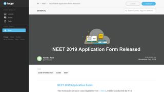 NEET 2019 Application Form Released - Detailed Steps for How to ...