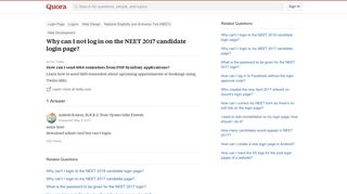 Why can I not log in on the NEET 2017 candidate login page? - Quora