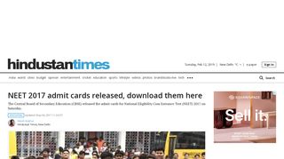 NEET 2017 admit cards released, download them here | education ...