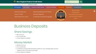 Business Deposits - Business Checking - New England Federal Credit ...