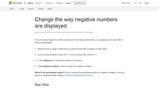 Change the way negative numbers are displayed - Office Support