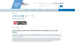 Tractor Supply Company Announces National Rollout of Neighbor's ...