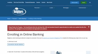 Neighbors FCU online banking enrollment instructions