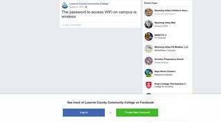 The password to access WiFi on campus is: wireless - Facebook
