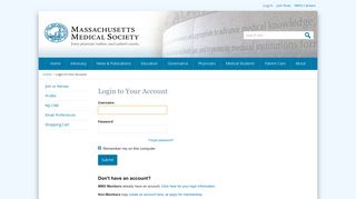Massachusetts Medical Society: Login to Your Account