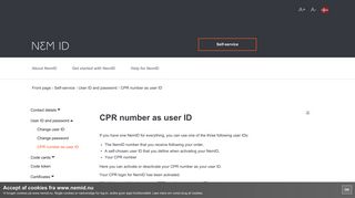 CPR number as user ID - Self-service - NemID