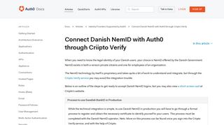 Connect Danish NemID with Auth0 through Criipto Verify