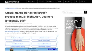Official NEMIS portal registration process manual: Institution, Learners ...