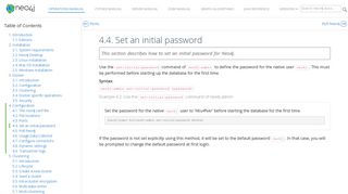 4.4. Set an initial password - Chapter 4. Configuration - Neo4j