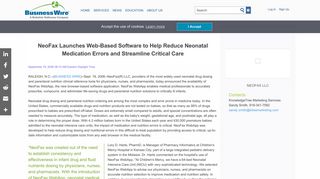 NeoFax Launches Web-Based Software to Help Reduce Neonatal ...