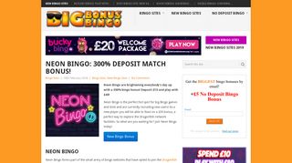 Neon Bingo: 300% Deposit Match Bonus! - Big Bonus Bingo Sites