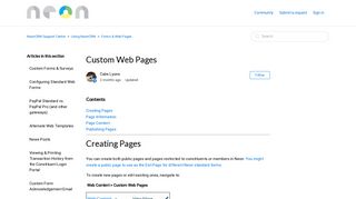 Custom Web Pages – NeonCRM Support Center