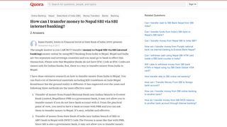 How to transfer money to Nepal SBI via SBI internet banking - Quora