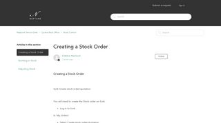 Creating a Stock Order – Neptune Service Desk