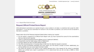 Request Official Printed Score Report | CDCA