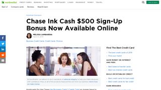 Chase Ink Cash $500 Sign-Up Bonus Now Available ... - NerdWallet