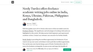 Nerdy Turtlez offers freelance academic writing jobs online in India ...
