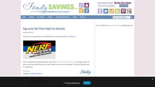 Sign up for Nerf Perks Rapid Fire Rewards! - FamilySavings