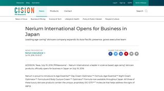 Nerium International Opens for Business in Japan - PR Newswire