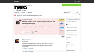 cannot access user name or password on the export to ... - Nero Forum