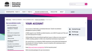 Your account | NSW Education Standards - NESA