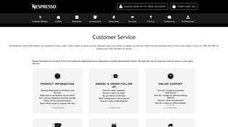 Customer Service | Nespresso Canada