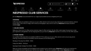 Club Services | Nespresso South Africa