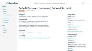 Default Password (password) for 'root' Account | Tenable®