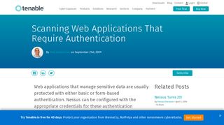 Scanning Web Applications That Require Authentication - Tenable