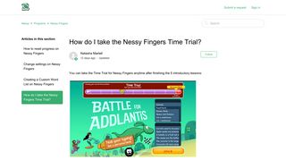 How do I take the Nessy Fingers Time Trial? – Nessy