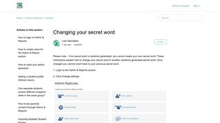 Changing your secret word – Nessy