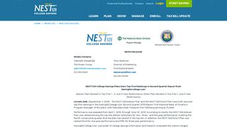 NEST 529 College Savings Plans Earn Top-Five Rankings in Second ...