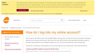 How do I log into my online account | NEST Member Help Centre
