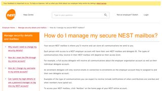 Managing my secure NEST mailbox | NEST Employer Help Centre