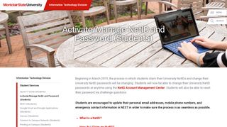 Activate/Manage NetID & Password (Students) - Montclair State ...