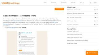 Nest Thermostat - Connect to Vivint - Support