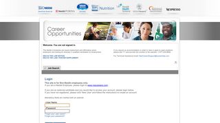 Nestlé Career Opportunities - User Sign In
