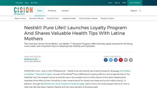Nestlé® Pure Life® Launches Loyalty Program And Shares Valuable ...