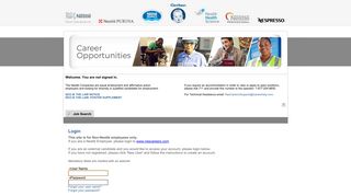 Nestlé Career Opportunities - User Sign In