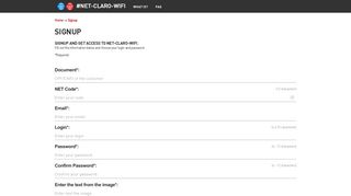 Signup - #NET-CLARO-WIFI